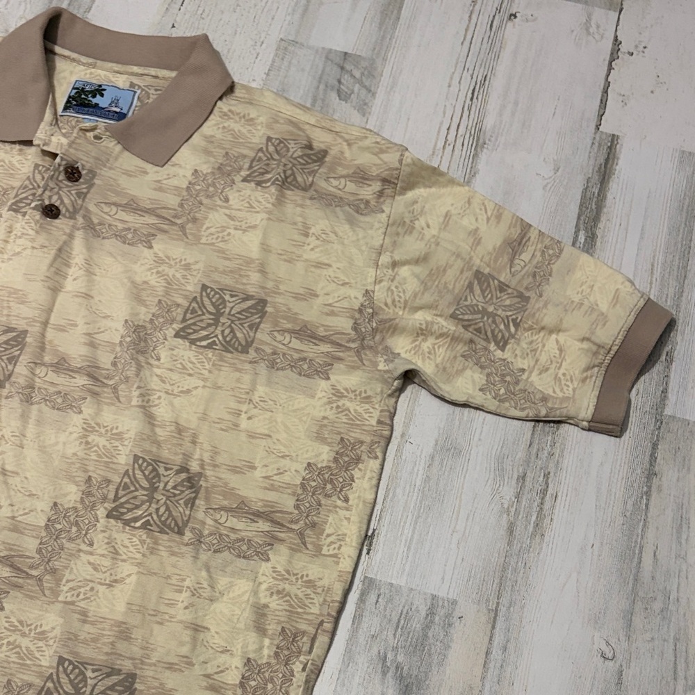 AFTCO Beige Patterned Men's Polo Shirt - Picture 4 of 11
